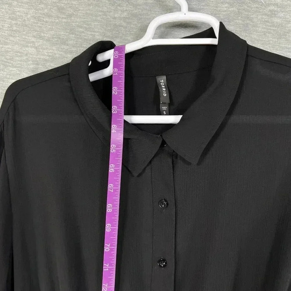 Torrid Womens 5X L Black Button-Up 3/4 Sleeve Maxi Dress Side Slits Whimsigoth - Picture 12 of 16